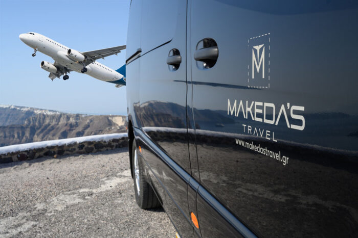 Santorini Airport Shared Transfers with luxury Mercedes minivan