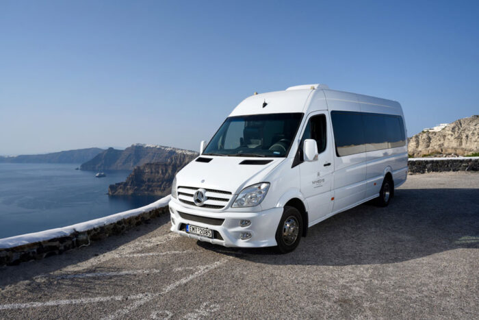 Santorini Port Shared Transfers with luxury Mercedes minivan